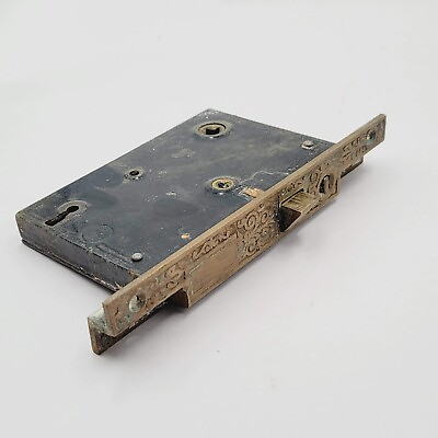 #ad Vintage Ornate Mortise Lock Door Hardware Salvage Skeleton Double Keyhole NO Key $65.00