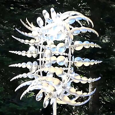 #ad Wind Powered Kinetic Windmill Magical Metal And Sculpture Unique Spinner Garden $18.50