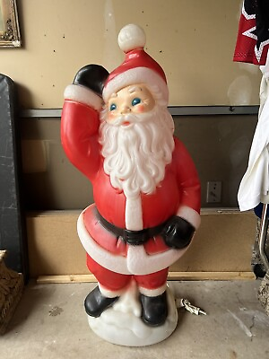 #ad Vintage General Foam Waving Santa Blow Mold 40” Lighted Blue Eyes Christmas Read $150.00