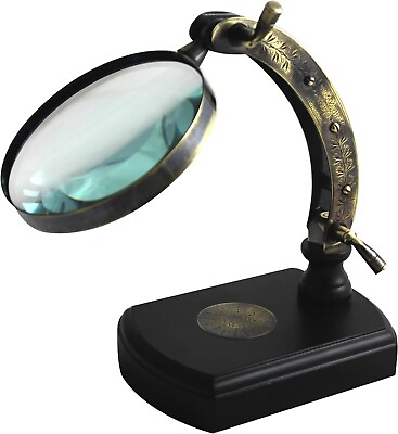 #ad 9quot;Nautical Brass Magnifying Glass With Stand Loupes Lens Newspaper Map Reader $97.99