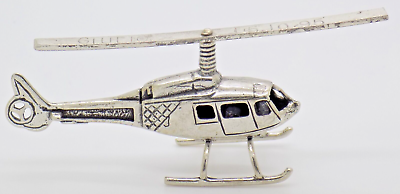 #ad Vintage Italian Handmade Genuine Silver Helicopter Large Miniature Figurine $56.16