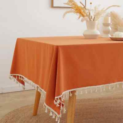 #ad Stitching Cotton Fabric Tassels Table Cloth Tablecloth Party Decor Table Cover $28.98