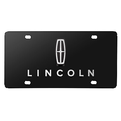 #ad Lincoln 3D Dual Logo Black Stainless Steel License Plate $49.99