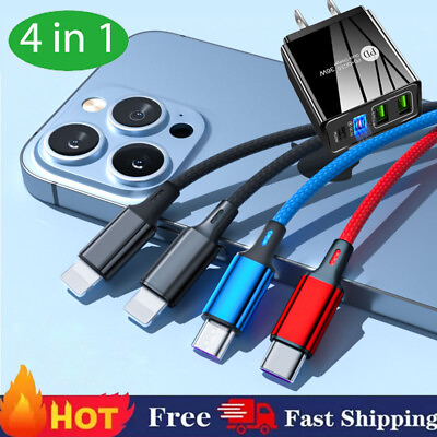 #ad 4 in 1 Fast USB Charging Cable Universal Multi Function Cell Phone Charger Cord $4.99