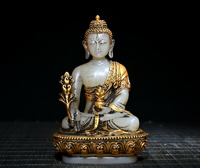 #ad 13 cm China Buddha Statue Coloured glaze Shakyamuni Buddha Statue sculpture $95.00