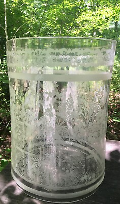 #ad ANTIQUE VICTORIAN AESTHETIC MOVEMENT ACID ETCHED GLASS CYLINDER LAMP SHADE $299.00