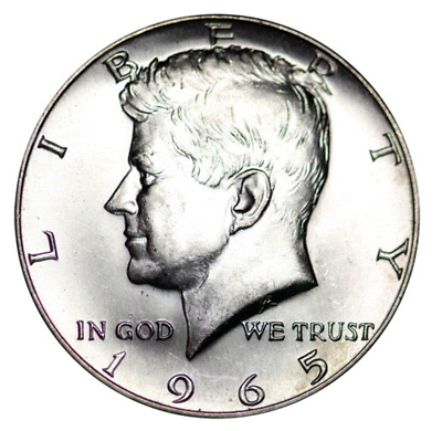 #ad 1965 Kennedy 40% Silver Half Dollar Uncirculated US Mint $17.59
