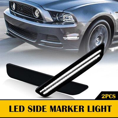 #ad For 10 14 LED Mustang Ford Front Smoke Side Lens Marker Turn Lamps Signal Lights $21.84