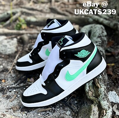 #ad Nike Air Jordan 1 Mid Shoes White Green Glow Black DQ8426 103 Men#x27;s Multi Size $119.90