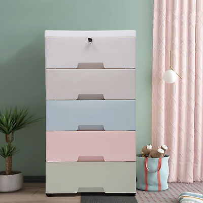 #ad Chest of 5 Drawers Drawer Tower Dresser Clothes Storage Racks Bedroom Plastic $68.40