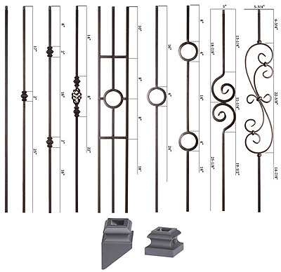 #ad SOLID Satin Black Modern Series Iron Balusters Wrought Iron Stair Parts $15.03