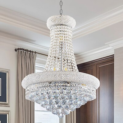 #ad 24quot; Crystal Chandeliers Modern Hanging Ceiling Lamp Chrome Empire Pendant Lights $263.99