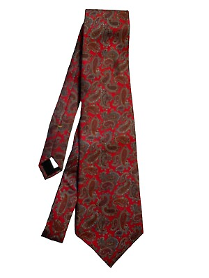 #ad Wembley Red Paisley Neck Tie 100% Imported Silk Made In USA $12.95