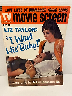 #ad Oct 1963 Magazine quot;TV and Movie Screenquot; Liz Taylor I Want His Baby $6.50