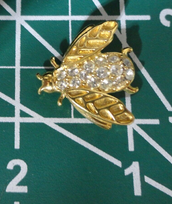 #ad Trifari gold tone rhinestone bee brooch signed $21.99