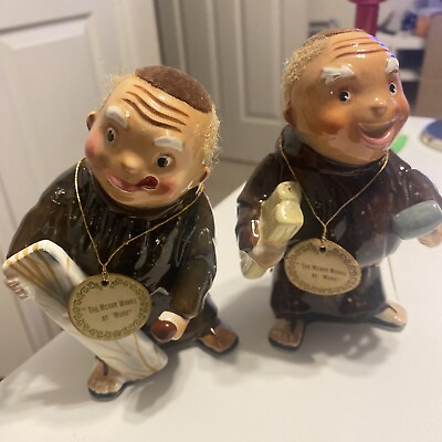 #ad 2 Vintage Enesco “The Merry Monks At Work” Ceramic Statues Figurines With Tags $49.99