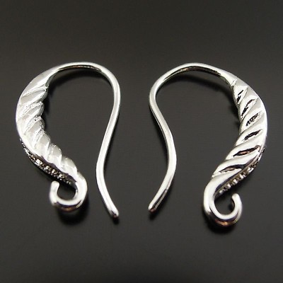 #ad 24 pcs Silver French Ear Wires Brass Earring Clip Hooks Jewelry Crafts 19x12mm $8.54