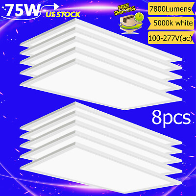 #ad 8Pack 2x4 Ft LED Panel Light Dimmable Drop Ceiling Flat Recessed Troffer Fixture $391.00