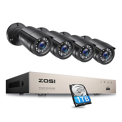 #ad ZOSI 5MP Lite 8CH DVR Security Camera System 1080P Outdoor with Hard Drive 1TB $150.77