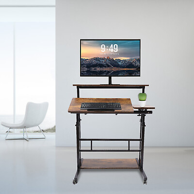 #ad Mobile Standing Laptop Desk Computer Desk Adjustable Stand Up Laptop Table $72.82