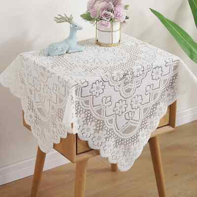 #ad White Lace Tablecloth Table Cover Dining Table Cover Wedding Decor Desk Covers $15.65