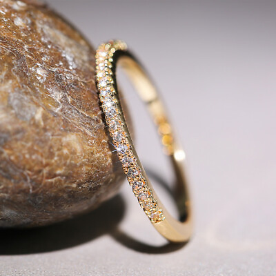 #ad Elegant 925 Silver FilledRose GoldGold Ring Women Cubic Zircon Jewelry Sz 6 10 C $2.65