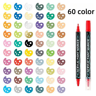 #ad 60 Colors Dual Tip Acrylic Paint Pens Markers Premium Acrylic Paint Pens $25.99