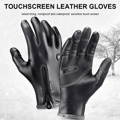 #ad Winter Gloves Men Women Leather Windproof Waterproof Touch Screen Warm Gloves $8.99
