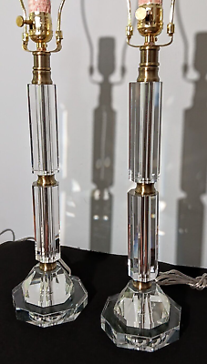 #ad Pair of Heavy Nice Quality Lucite Acrylic Modern Style Table Lamps 26quot; $67.50