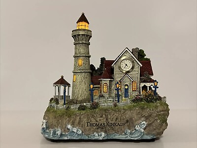 #ad Thomas Kinkade Hearth And Home “Victorian Light” Lighthouse Home Sculpture 2004 $9.99