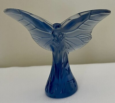 #ad Lalique France Blue Crystal Butterfly Papillion Figure Beautiful $110.00