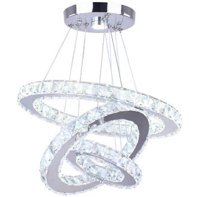 #ad Modern LED Chandeliers Crystal Chandelier 3 Ring Round Pendant Lighting Adjus... $147.52