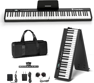 #ad FingerBallet Portable 88 key Piano Keyboard Semi Weighted Folding Digital Piano $119.99