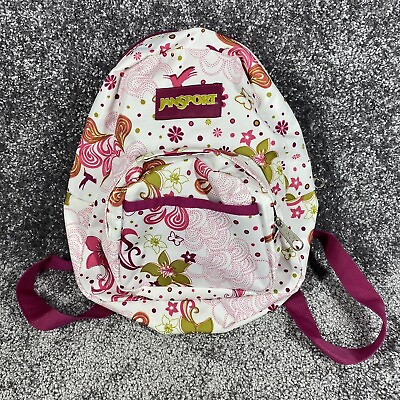 #ad Jansport Mini Half Pint Floral Print Backpack Polka Dot Green Pink White $24.95