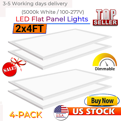 #ad 4 Pack 2x4 LED Flat Panel Light Drop Ceiling 0 10V Dimmable120 277V ETL Listed $168.00
