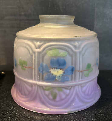 #ad Antique distressed Painted Satin Glass Lamp Shade $40.00