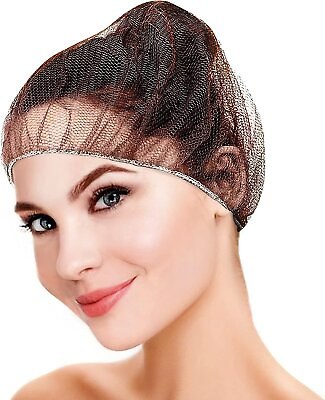 #ad 100 pcs Brown Nylon Disposable Hair Nets 24quot; $22.69