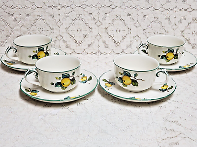 #ad Villeroy and Boch Jamaica Cup and Saucer Sets Yellow Bird Swirl Green 4 Sets $29.83