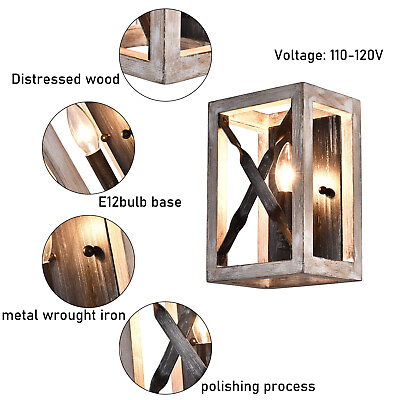 #ad Rustic Wood Wall Light Farmhouse Log Color Wall Sconce Fixture Outdoor Wall Lamp $17.10