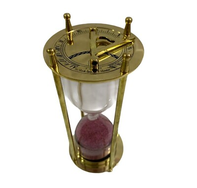 #ad quot;Vintage Brass Hourglass Elegant Decorative Sand Timer Home Office Desk Gift $55.00