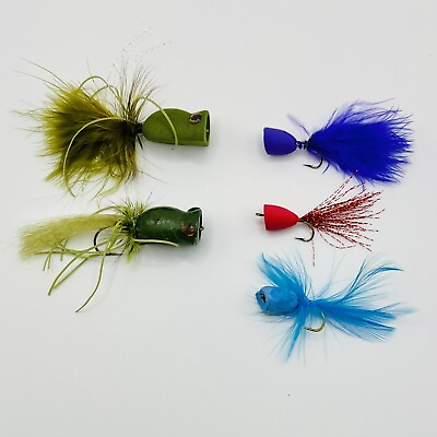 #ad 5 Pack Fly Fishing Bass Panfish Popper Assortment Various Styles Sizes $10.80