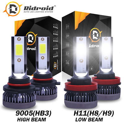 #ad 4x 9005H11 LED Headlight Combo High Low Beam Bulbs Kit Super White Bright Lamps $14.99