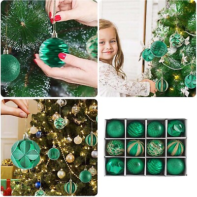 #ad 12pcs Christmas Decoration Set Green Painted Christmas With Strings Suitable $16.30