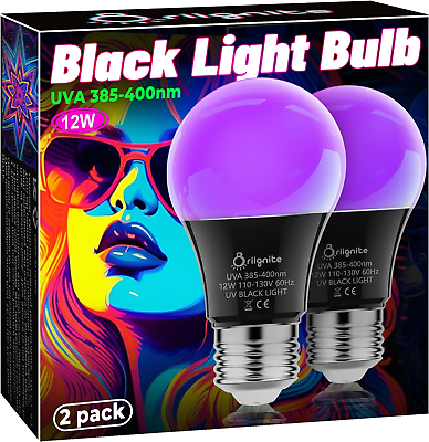 #ad Black Light Bulbs 12W LED Black Light Light Bulb for Halloween Decoration UVA $18.65