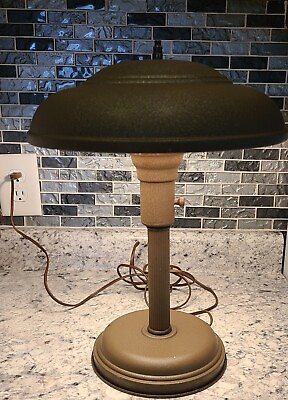 #ad 1930#x27;s quot;Mushroomquot; Art Deco Metal Table Lamp 16quot; tall with 12quot; Shade $95.00
