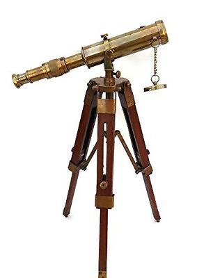 #ad Antique Maritime Brass Telescope with Adjustable Tripod Stand Home Decorative $37.06