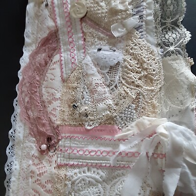 #ad Wall Hanging Handmade Textile OOAK Vintage Doilies Lace Victorian Look   #6 $74.39