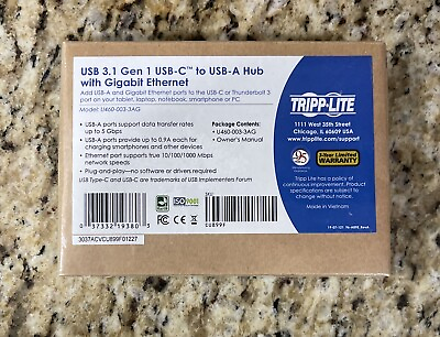 #ad Tripp Lite U460 003 3AG USB C to USB A Hub New Sealed $22.50
