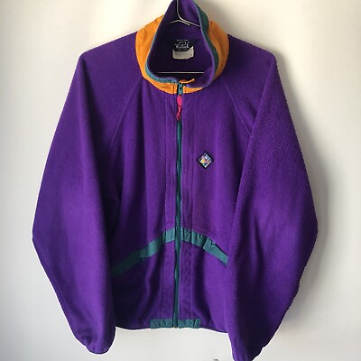 #ad Vtg Fleece 1990’s Woolrich Sigmet Gear Full Zip Jacket Colorblock Large Purple $40.00