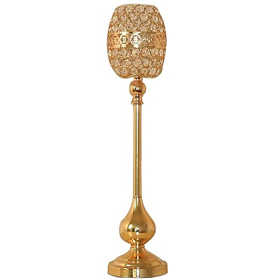 #ad Metal Candlestick Crystal Metallic Glass CandleStand Wedding Decoration Center $139.99